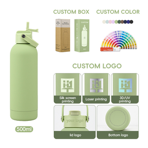 Custom Logo BPA Free Flip <strong>Straw</strong> Insulated Soft-touch Sports Vacuum <strong>Flask</strong> 17oz 500ml Stainless Steel Water Bottle <strong>with</strong> <strong>Straw</strong> - Product Image 3