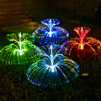 Lumière de méduse à double couche à LED solaire à fibre optique, étanche IP65, petite lumière de jardin extérieure, étoiles, lune, blanc chaud