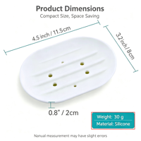 Porte-savon ovale flexible en silicone écologique à drainage rapide avec base antidérapante pour salle de bain et cuisine (pour shampoing)