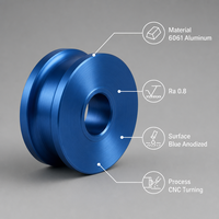 Rouleau de guidage de chaîne en alliage d'aluminium T68 6061 anodisé bleu, usinage CNC Swift Factory, commande en gros