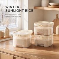 Seau de stockage de farine de riz anti-rongeurs, conteneur en plastique hermétique avec système de pression pour autres céréales