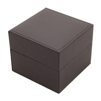 Boîte à montre rigide en cuir PU noir de luxe faite à la main, en forme de coquille, avec carton gaufré, pelliculage mat, revêtement UV, personnalisable