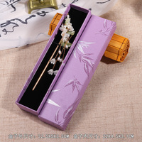 Boîte à stylos en papier rigide avec impression de logo personnalisé, style chinois, motif de lotus et de bambou, boîte à stylos vide en gros
