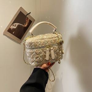 Primavera nueva moda Ins tendencia mujer cuadrado barril bolsa Venta caliente personalidad Tweed ocio señoras hombro bandolera - Product Image 5