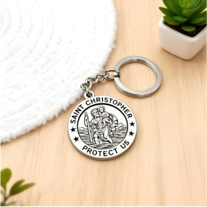 Llavero con Medalla de Protección de Santa Juana de Arco, Grabado Vintage en Acero Inoxidable, Colgante Católico, Adorno Decorativo, Regalo de Fe - Product Image 2