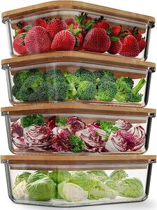 Verrerie faite à la machine couvercle <span class=keywords><strong>en</strong></span> bambou préparation repas congélateur sous vide boîte à lunch <span class=keywords><strong>en</strong></span> <span class=keywords><strong>verre</strong></span> allant <span class=keywords><strong>au</strong></span> four avec aspiration hermétique - Product Image 2