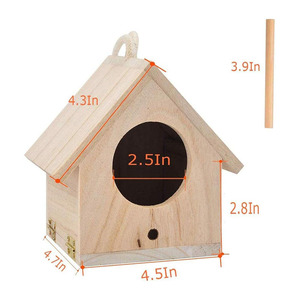 Casetta per Uccelli in Legno da Appendere per Esterni, Giardino, Patio - Nido per Robin, Pappagallini, Rondini, Passeri, Fringuelli, Tordo - Product Image 1