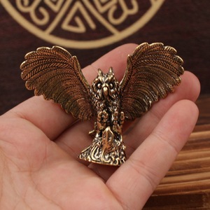 Figura de Búho de Latón Antiguo de 6.6cm X 5.2cm, Decoración de Escritorio, Decoración para el Hogar y la Oficina, Estilo Tradicional - Product Image 4