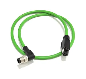 EtherNet IP M12 To RJ45 Cable Shielded 4pin Connector With Green Cable
