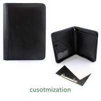 Porte-documents en cuir végétalien, portefeuille d'affaires personnalisé, classeurs à deux anneaux A4 en PU