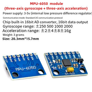 Módulo de giroscopio de aceleración triaxial GY-521 MPU-6050 6DOF - Product Image 5