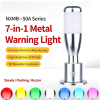 Modèle A : Lampe d'avertissement LED métallique 7 couleurs avec abat-jour en acrylique, indicateur d'alarme sonore et visuel multicolore tout-en-un