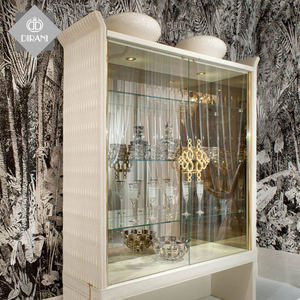 Meuble de salon moderne <span class=keywords><strong>vintage</strong></span> de luxe Buffet en cuir blanc <span class=keywords><strong>Mini</strong></span> vitrine d'angle pour la maison - Product Image 2