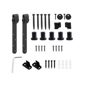 WEKIS Kit de Herrajes Duraderos para Puertas Correderas Dobles, Silencioso, Moderno, de Acero Satinado Negro, con Tornillos Industriales de Latón para Gabinetes - Product Image 2