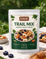 Sachet personnalisé à trois soudures latérales avec logo, format sur mesure, pour emballage de snacks (popcorn, bœuf séché), approvisionnement direct en gros