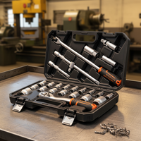 25PCS 1/2" Drive Ratchet Socket Wrench Set Mechanic Tool Kit with Case