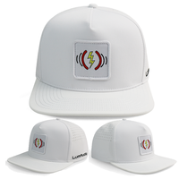 Casquette à visière plate 5 panneaux HS46 OEM personnalisée en PVC, imperméable, découpée au laser, respirante, pour sports de plein air, kayak et randonnée