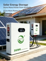 Batterie de stockage d'énergie LiFePO4 murale 5 kWh 51,2 V pour usage domestique, avec 6000 cycles, température de fonctionnement de -20 à 60°C, MVVTON