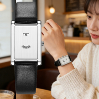 Montre-bracelet à quartz au style simple avec cadran unique, bracelet en acier inoxydable et cuir véritable