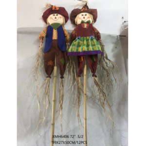 Newpower Fall Autumn Harvest Espantapájaros de Halloween con estacas de bambú Total H 60 pulgadas para estacas de jardín Home Deco - Product Image 2