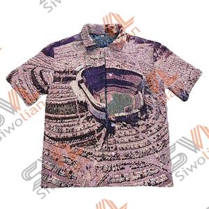 Neues Design Sommer Herren bekleidung Tapisserie Rundhals ausschnitt Herren Kurzarm T-Shirts Jacquard Woven Tapisserie Shirts für Herren - Product Image 2