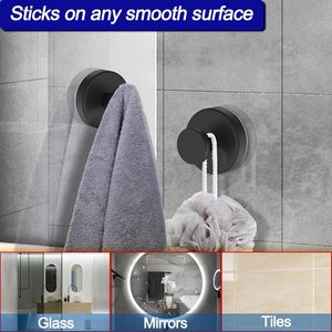 Ganchos de succión de pared para ventana de baño, de cedro, con puerta de vidrio negro mate, colgadores de toallas extraíbles, estante de almacenamiento - Product Image 5