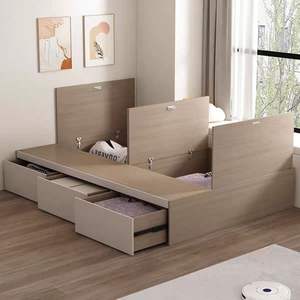 Ensemble de chambre à coucher de luxe sur mesure, <span class=keywords><strong>lit</strong></span> tatami, <span class=keywords><strong>armoire</strong></span>, bureau intégré, design contemporain, matériau MDF écologique, appartement - Product Image 4
