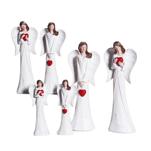 Vente chaude Figurine d'ange priant avec des ailes en résine texturée bois écologique peinte à la main sur le thème de l'amour pour la décoration de la maison Cadeau de mariage - Product Image 1