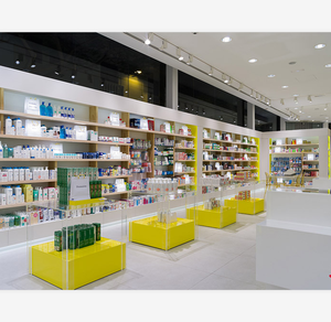 <span class=keywords><strong>Vitrine</strong></span> de pharmacie durable <span class=keywords><strong>à</strong></span> vision panoramique avec éclairage LED pour produits et rangement polyvalent - Product Image 1