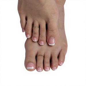 Faux ongles à presser courts blancs French Manucure Carrés pour femmes légers 16 tailles en ABS avec colle 24 pièces - Product Image 1
