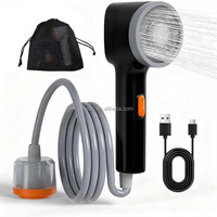 Douche de camping électrique portable rechargeable pour l'extérieur, ensemble de douche de camping rechargeable avec filtre et éclairage, étanche IPX6