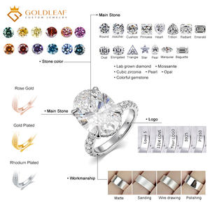 Anillo de Lujo Chapado en Oro de 18K con Diamante Cultivado en Laboratorio Goldleaf, Corte Ovalado, para Mujer, Certificado IGI - Product Image 5