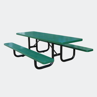 Ensemble de mobilier de jardin pour table de pique-nique en métal perforé de 72 "96" commercial d'extérieur Table à manger en acier Table basse pour extérieur et patio