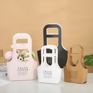 批发便携式设计字母花包装盒插花盒便携式植物袋