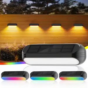 Modernisierte wasserdichte Solar-Deckleuchten LED-Solarleuchten Outdoor warm weiß und RGB Solarzaunleuchten für Treppen Stufen Hof Pool