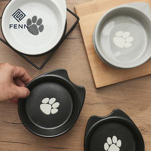 Nuovo Design produttore di articoli per <span class=keywords><strong>animali</strong></span> domestici ciotola per <span class=keywords><strong>animali</strong></span> domestici proteggere la colonna vertebrale simpatico impronta di gatto in ceramica cibo per gatti doppia ciotola prodotti per <span class=keywords><strong>negozio</strong></span> di <span class=keywords><strong>animali</strong></span> - Product Image 4