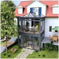 Véranda en verre isolée thermiquement, résistante aux intempéries, à double vitrage, pour jardin d'hiver, pour maison en verre et aluminium