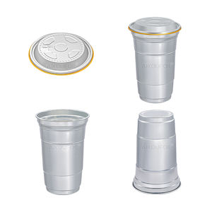 Personnaliser la fête en plein air écologique réutilisable boisson froide tasses à boire <span class=keywords><strong>gobelet</strong></span> jetable en aluminium avec couvercle - Product Image 6