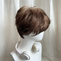 Peluca 100% de cabello humano estilo coreano, lisa y rizada, con degradado dorado, marrón y negro, con micro-ondas rotas, hecha a mano, para un look atractivo y con personalidad.