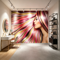 . Papier peint mural 3D personnalisé, multicolore et vibrant, pour la décoration murale de studio de beauté ou de salle de maquillage