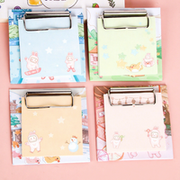 Bloc-notes à clip avec 50 feuilles, motif dessin animé mignon, pour étudiants, mémo créatif, notes autocollantes, papier d'étude, papeterie Kawaii, notes autocollantes