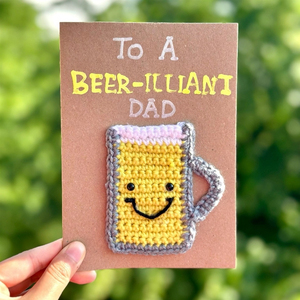 Carte de vœux au crochet personnalisée, artisanat fini fait main en crochet, papier kraft tissé, petite fleur rouge pour la fête des enseignants - Product Image 2