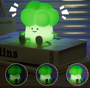 โคมไฟซิลิโคนรูปบรอกโคลี ไฟกลางคืนแบบชาร์จ USB ไฟ LED สำหรับห้องนอนเด็ก แสงวอร์มไลท์ ปรับความสว่างได้ ควบคุมด้วยการแตะ โคมไฟสำหรับห้องเด็กอ่อน - Product Image 1