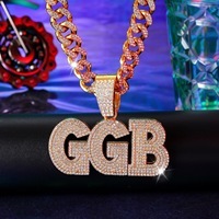 Collier ras du cou personnalisable avec pendentif nom en écriture cursive GGB, chaîne à maillons, bijoux, cadeau
