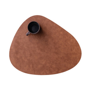 Leather Placemats Irregular Shape Heat Insulating Waterproof Oil Proof Nordic Style <b>Table</b> Mats For Dining - Product Image 4