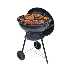 Campeggio all'aperto 14/17/18/22 pollici Barbecue portatile griglia a carbone viaggio due ruote treppiede bollitore Barbecue Barbecue Grill