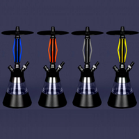 Chicha arabe moderne en aluminium de haute qualité, très vendue, avec un seul tuyau, accessoires complets, éclairage LED écologique
