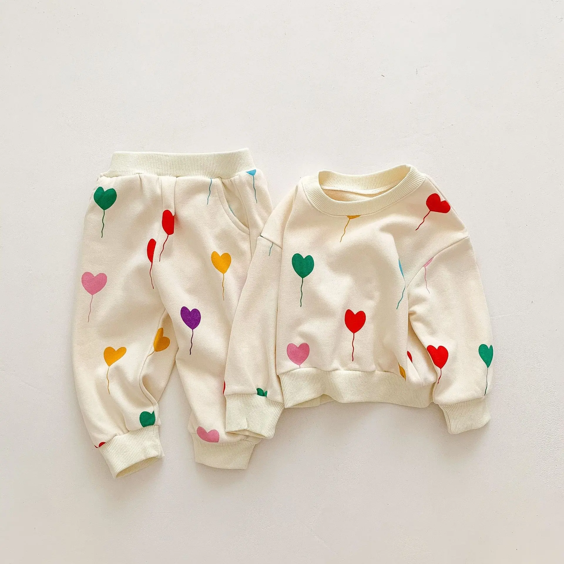 fashion 2023 heart print clothes for kids children set two piece outfits valentines day toddler girls clothing sets