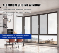 Fenêtre coulissante à cadre en aluminium au design simple, double vitrage trempé, 3 panneaux avec moustiquaire