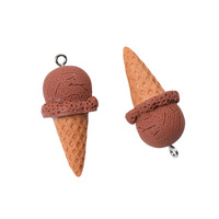 Breloques Kawaii 3D en résine en forme de cornet de crème glacée, couleurs assorties, pendentifs mignons en forme d'aliments pour la fabrication de boucles d'oreilles, porte-clés et bijoux DIY
